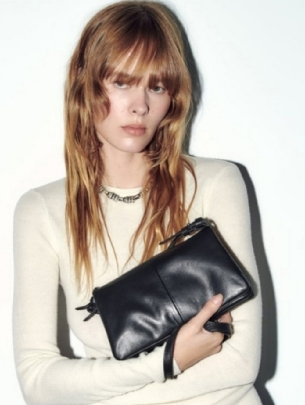 Zara Black Leather Shoulder Bag